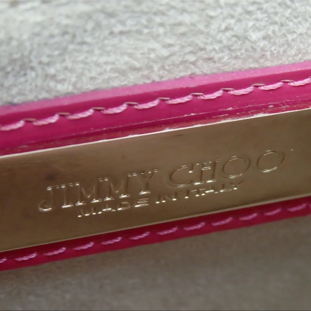 AUTH JIMMY CHOO 2way Handbag Suede Patent Leather RARE Barbie Pink - Picture 13 of 13